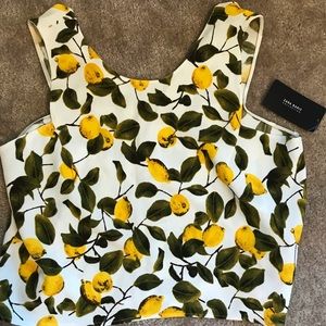 Zara NWT Lemon Citrus Cropped XS Sleeveless Top